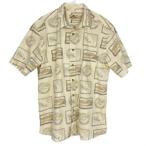 Woolrich Moccasin Fish Frames Retro Button Down Shirt Mens Large Vintage Style